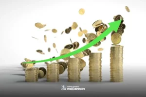 Pilha de moedas crescente representando crescimento financeiro